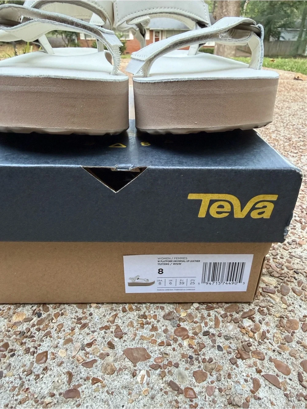 Teva Women's White and Tan Flatform Sandals